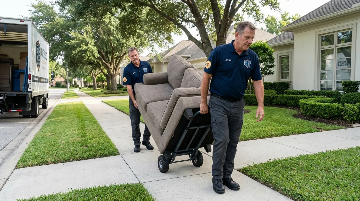 Local residential moving crew loading furniture in Biola, CA